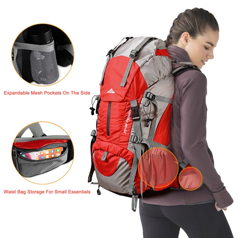 Loowoko 50L Hiking Backpack, Waterproof Camping Essentials Bag with Rain Cover, 45+5 Liter Lightweight Backpacking Back Pack - Image 5